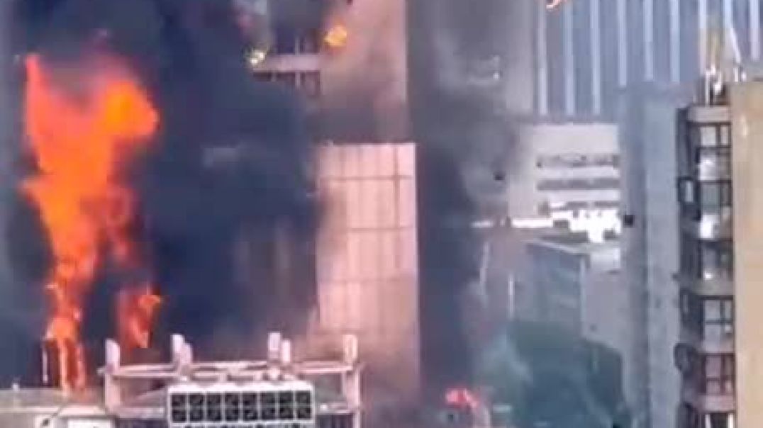 ⁣Telecommunications Company Skyscraper on Fire in China