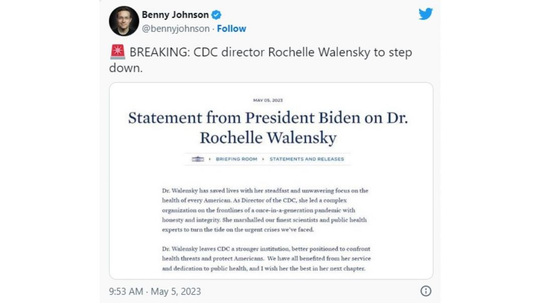 ⁣READ CDC Director Rochelle Walensky To Step Down In June