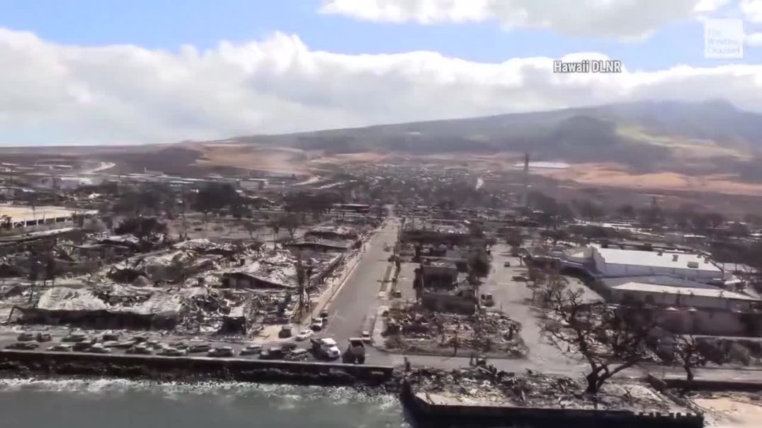 ⁣Aerial Footage Shows Extensive Damage in Lahaina on Maui