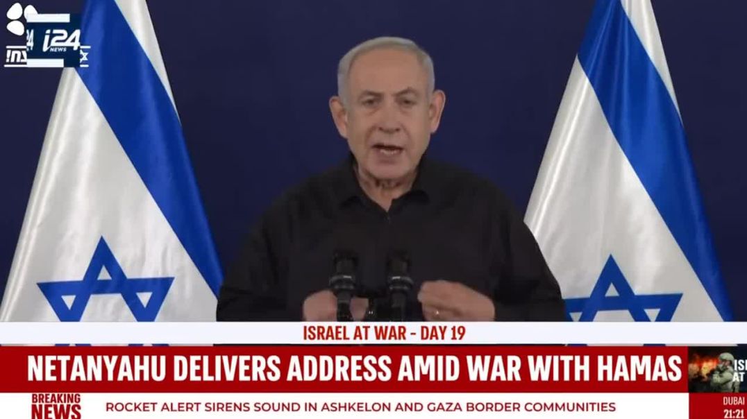 ⁣Israeli Prime-Minister Benjamin Netanyahu Delivers Address Amid War With Hamas
