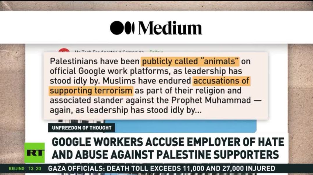 ⁣Google Workers Accuse Company Of Hate And Abuse Targeting Palestine Supporters