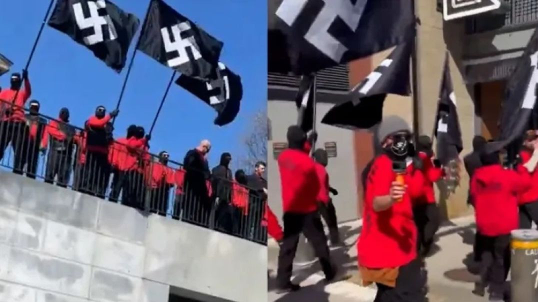 ⁣Neo-Nazis march through US city
