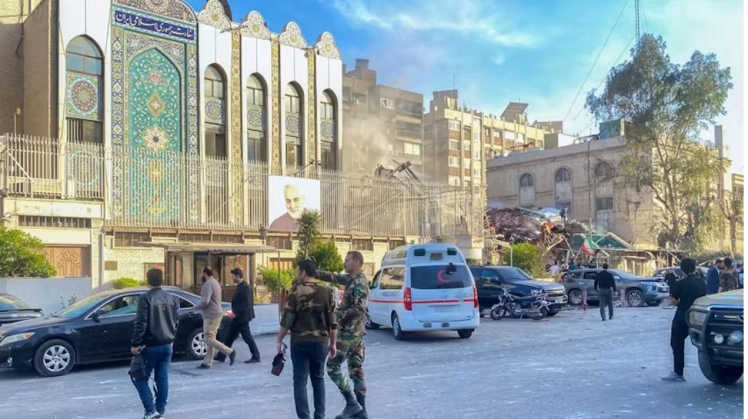 ⁣Explosion Reported Near Iranian Embassy Building in Damascus, Syria, Following Suspected Israeli Str