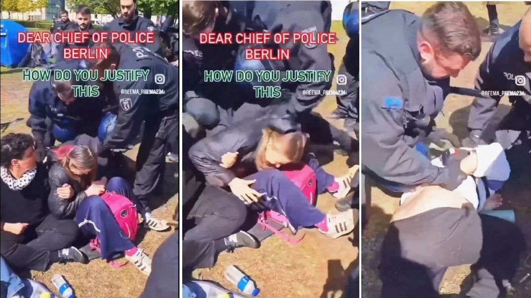⁣German Police Bashing Women Supporting Palestine in Berlin