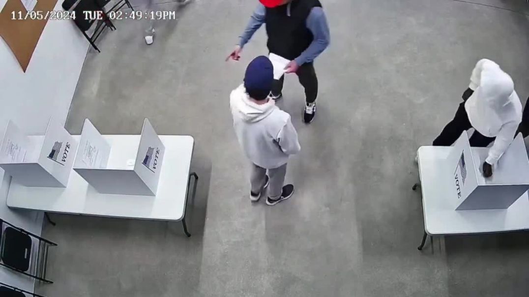 ⁣CCTV Captures the Moment a Trump Voter in WI is Assaulted by Two Kamala Harris Thugs at a Voting Sta