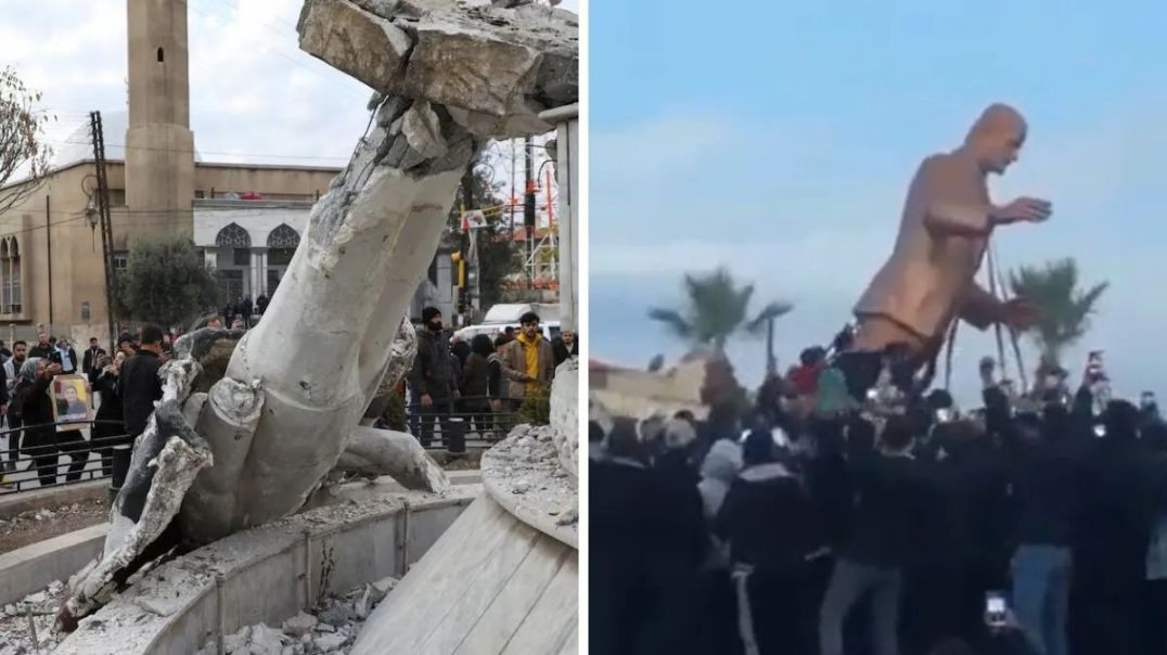 ⁣Assad Statues are Being Toppled Across Syria by Locals