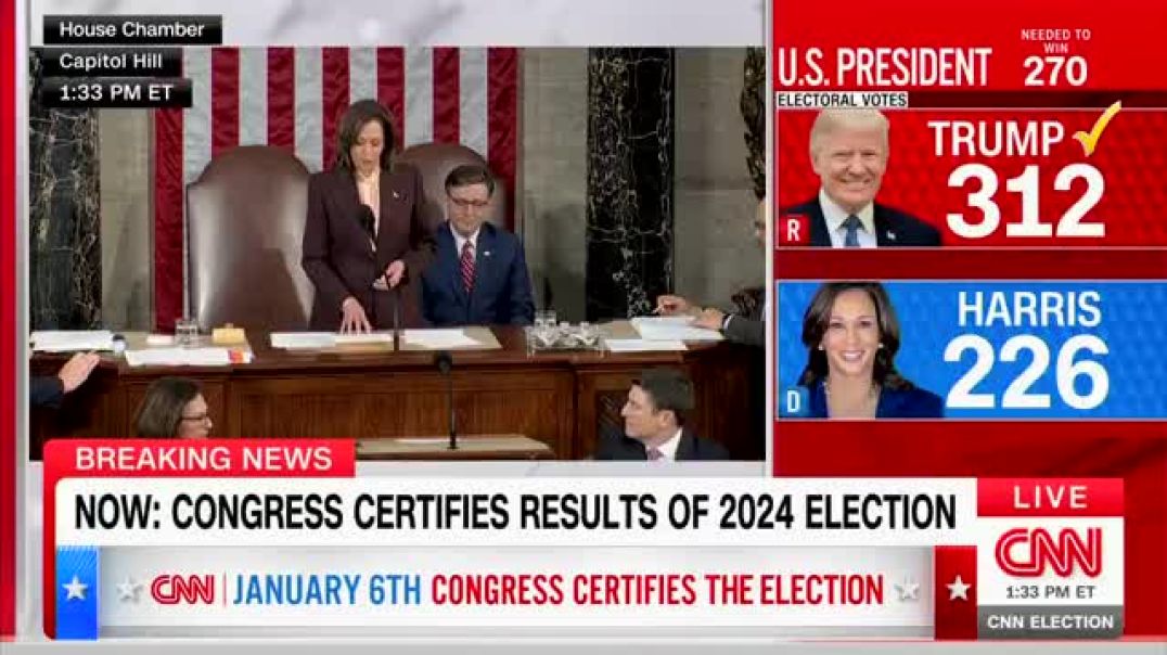 ⁣Kamala Reads Off Her Loss as Congress Certifies 2024 Election, Marking Donald Trump's Official 