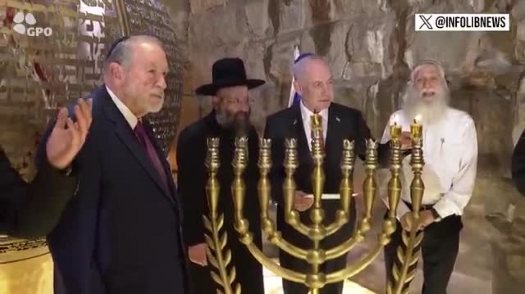 ⁣Israeli Prime Minister Benjamin Netanyahu Hosts Hanukkah Menorah Lighting Ceremony with US Amb