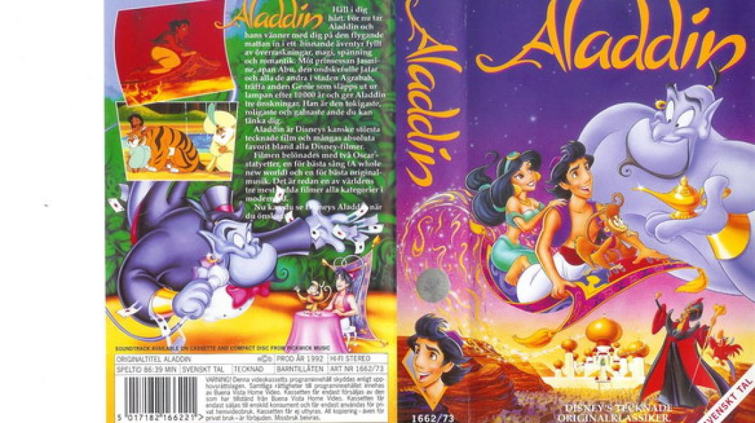 Tecknat Barn Svenska:Aladdin (1992 Walt Disney Klassiker AB) DVDRIPPEN (Svenska) Trailer (4D)