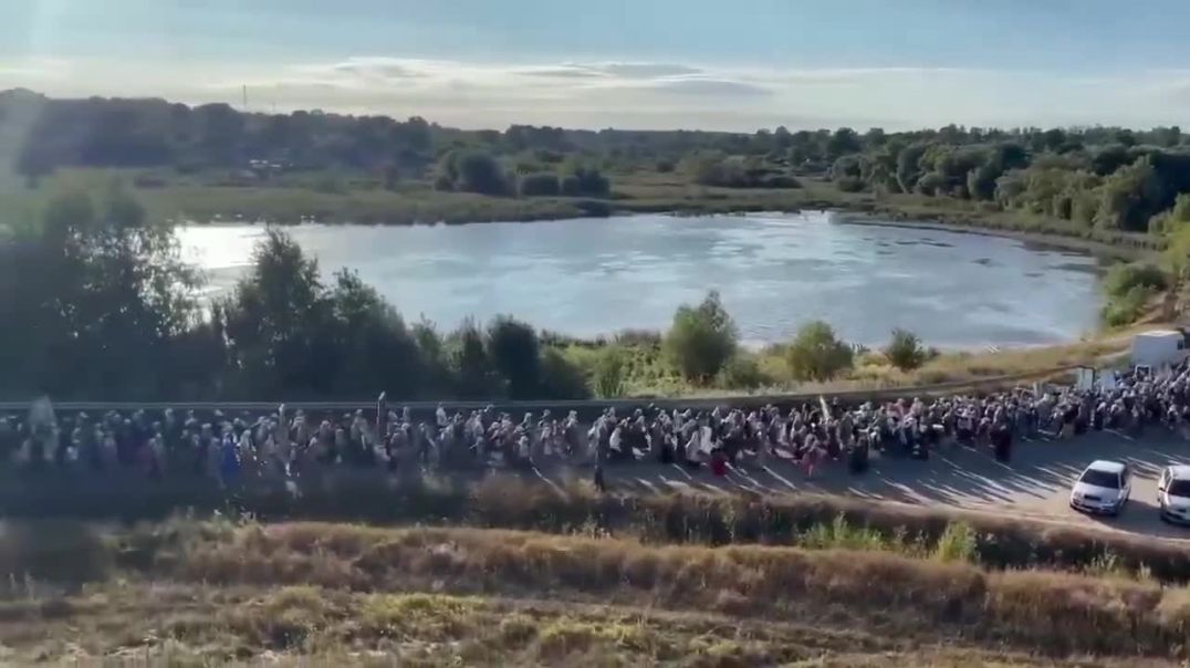 A Large Orthodox Christian Procession is Moving Through Far-western Ukraine Toward the Historic Poch
